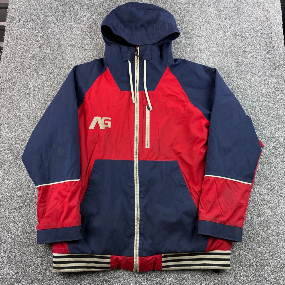 Burton Analog Greed Snowboard Jacket Mens XL Red Blue Nylon Colorblock Ski